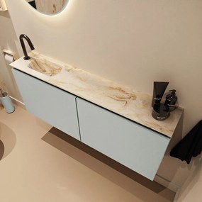 Mondiaz Ture DLux toiletmeubel 120cm greey met wastafel frappe links met kraangat