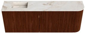 Mondiaz Joya DLux 110cm toiletmeubel ronding rechts ruby met wastafel faye links zonder kraangat frappe
