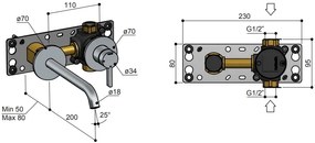 Hotbath ACE inbouw wastafelkraan messing geborsteld PVD