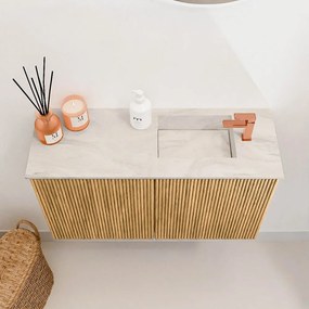 Mondiaz Joya DLux 70cm toiletmeubel oak met wastafel faye rechts 1 kraangat ostra