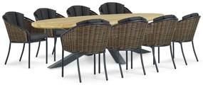 Tuinset 8 personen 280 cm Aluminium/wicker Grijs Santika Furniture Santika Tika