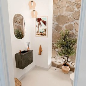 Mondiaz Joya DLux 50cm toiletmeubel shadow met wastafel faye links 1 kraangat lava