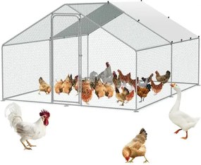 VEVOR Kippenhok, 3 x 3,93 x 1,99 m, Inloopren voor kippen in de tuin met afdekking, kippenhok met torendak en veiligheidsslot voor achtertuin, boerderij, eenden-, konijnen- en pluimveekooi