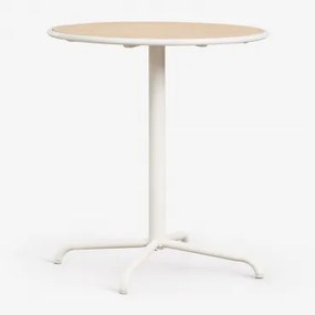 Ronde Tuintafel Ø65 Cm Van Staal En Acaciahout Tilda Gardenia Wit - Sklum