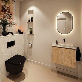 Mondiaz Ture DLux toiletmeubel 60cm washed oak met wastafel ostra rechts zonder kraangat