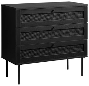 Zwarte Wandkastje Met Rotan - 80x40x75cm.