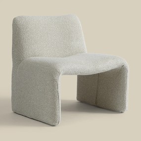 Gebogen Fauteuil Beige Stof