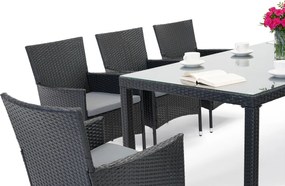 Milan/Grenada 8 technorattan tuinmeubelen met grote Garden Point tafel antraciet