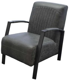 Industriële fauteuil Giulietta | lederlook Missouri antraciet 09 | 61 cm breed