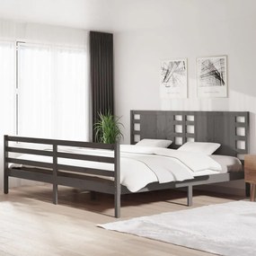 vidaXL Bedframe massief grenenhout grijs 200x200 cm