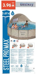 Bestway frame zwembad steel pro max set rond 396 cm met zonnescherm
