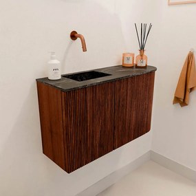 Mondiaz Joya DLux 70cm toiletmeubel ronding rechts ruby met wastafel faye links zonder kraangat lava
