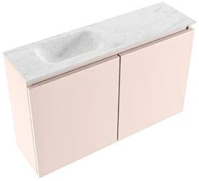 Mondiaz Ture DLux toiletmeubel 80cm rosee met wastafel opalo links zonder kraangat
