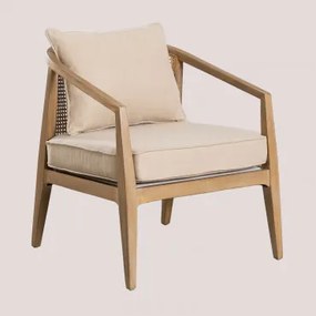 Kairos Fauteuil Van Hout En Rotan Crème Beige - Sklum