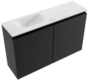 Mondiaz Ture DLux toiletmeubel 80cm urban met wastafel opalo links met kraangat