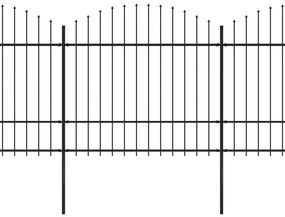vidaXL Tuinhek met speren bovenkant (1,5-1,75)x17 m staal zwart
