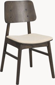 Eetkamerstoelen Nagano van eikenhout met gestoffeerde zitvlak, 2-delig