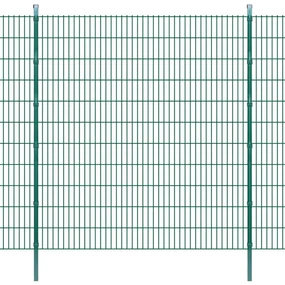 vidaXL Dubbelstaafmatten en palen 2008x2230 mm 4 m groen