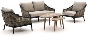 + 10% kassakorting | Stoel-bank loungeset Apple Bee | 4 personen | Loungeset Zwart | Aluminium | Kees Smit Tuinmeubelen