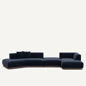 Open hoekbank rechts XL chenille fluweel, Jacopo