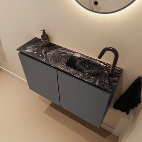 Mondiaz Ture DLux toiletmeubel 80cm dark grey met wastafel lava rechts met kraangat