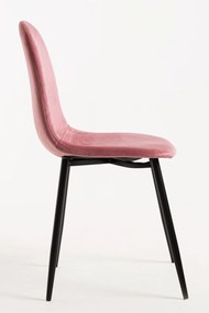 Set 4 Teok Black Fluwelen Stoelen