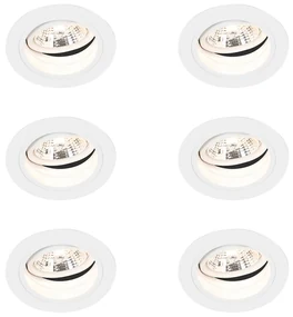 Set van 6 Ronde inbouwspot wit verstelbaar - Chuck 70 GU10 Binnenverlichting Lamp