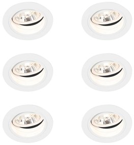 Set van 6 Ronde inbouwspot wit verstelbaar - Chuck 70