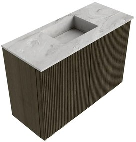 Mondiaz Joya DLux 60cm toiletmeubel shadow met wastafel faye midden zonder kraangat glace