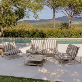 Amaro Tuinset Met 2-delige Modulaire Bank, 2 Fauteuils En Omvormbare Bijzettafel Tapioca Beige - Bruin - Mokka - Sklum