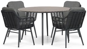 Tuinset Ronde Tuintafel 4 personen 125 cm Aluminium/rope Grijs Coco Antoni/Matale