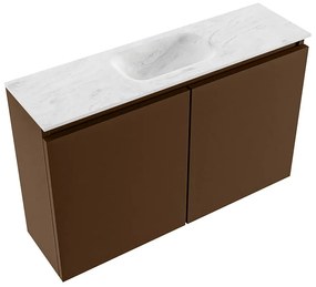 Mondiaz Ture DLux toiletmeubel 80cm rust met wastafel opalo midden zonder kraangat