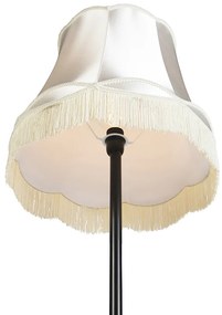 Retro vloerlamp zwart met Granny kap crème 45 cm - Simplo Landelijk / Rustiek E27 cilinder / rond rond Binnenverlichting Lamp