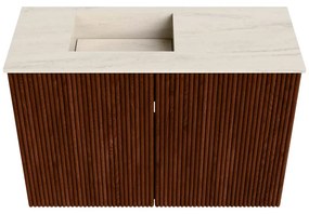 Mondiaz Joya DLux 60cm toiletmeubel ruby met wastafel faye links zonder kraangat meli