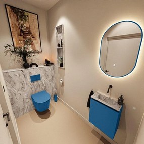 MONDIAZ TURE-DLUX 40cm toiletmeubel Jeans. EDEN wastafel Glace positie midden. Zonder kraangat. TUREDX40JEAM0GLA