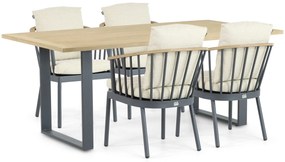 Tuinset 4 personen 190 cm Aluminium/Teak Grijs Apple Bee Condor/Condor