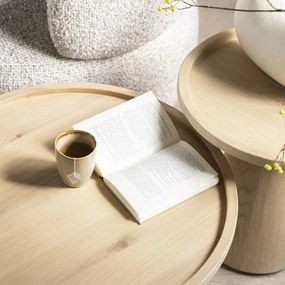 Eiken Bijzettafel Rond - 46 X 46cm.