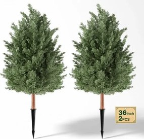 VEVOR Kunstplant 2 stuks. Kunstmatige cederboom met grondpen 914 mm, decoratieve plant voor woonkamer, balkon, kantoor, veranda, tuin, UV-bestendig, cederplanten gemaakt van PE, levensecht, binnen en buiten