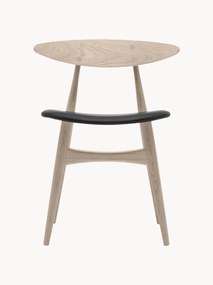 Houten stoel CH33P met lederen zitvlak