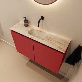 Mondiaz Ture DLux toiletmeubel 80cm fire met wastafel frappe midden zonder kraangat