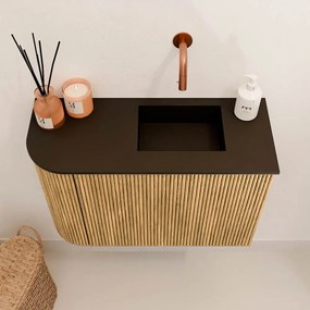 Mondiaz Joya 60cm toiletmeubel ronding links oak met wastafel faye rechts zonder kraangat urban