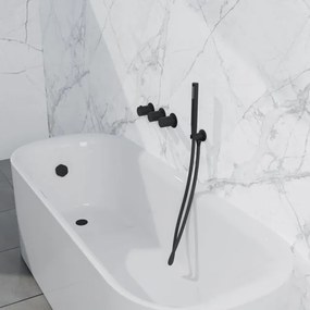Fortifura Nebbio Badcombinatie-set - thermostaatkraan - wandaansluitbocht met handdouchehouder - gladde doucheslang - staaf handdouche - badvulcombinatie - mat zwart SW1183065 SW1183076 SW1183078 SW542644 SW706210 SW