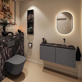 Mondiaz Ture DLux toiletmeubel 100cm dark grey met wastafel lava rechts zonder kraangat