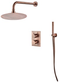 Saniclear Copper inbouw regendouche met wandarm en 20cm hoofddouche geborsteld koper