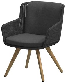 4 Seasons Outdoor Flores tuinstoel antraciet met teak onderstel SALE Tuinstoel houtkleur weerbestendig