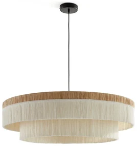 Hanglamp in raffia met franjesØ86 cm, Kavi.