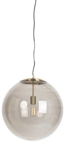 +Moderne hanglamp messing met smoke glas 50 cm - Ball