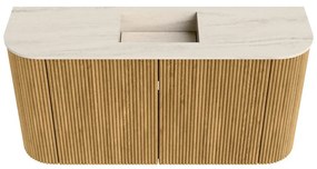 Mondiaz Joya DLux 85cm toiletmeubel ronding links/rechts oak met wastafel faye midden 1 kraangat meli
