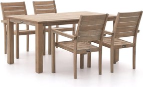 Diningset ROUGH | 4 personen teakhout | Tuinset stapelbaar | 5-delig | Kees Smit Tuinmeubelen