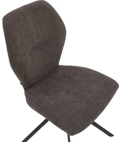 Goossens Eetkamerstoel Hera bruin stof met draaifunctie leuning, modern design